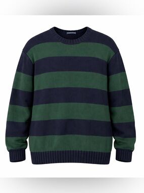 Brandy Melville Striped Sweater Preppy Fisherman Cotton Navy Green OS
